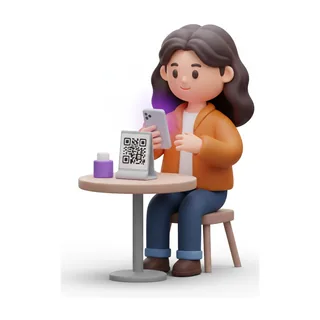 A guest scans the QR on the table