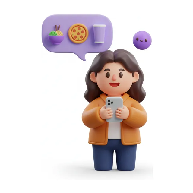 Een gast die het menu vraagt op haar telefoon
