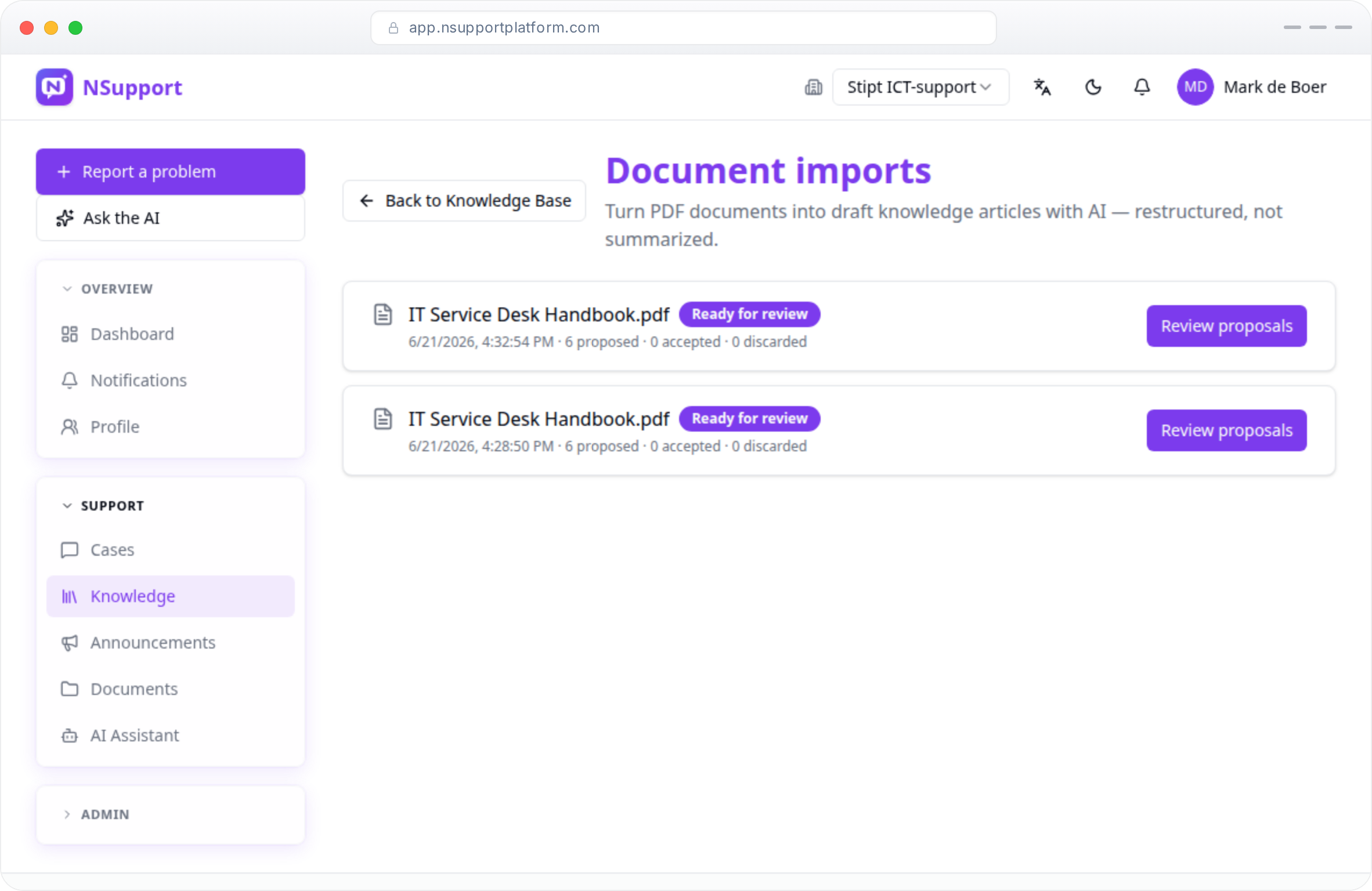 Document → knowledge base