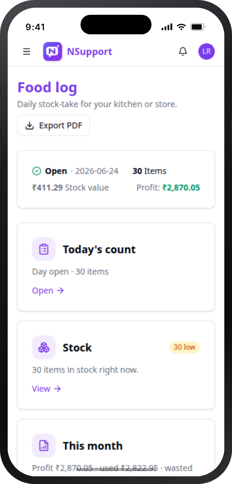 Daily stock-take