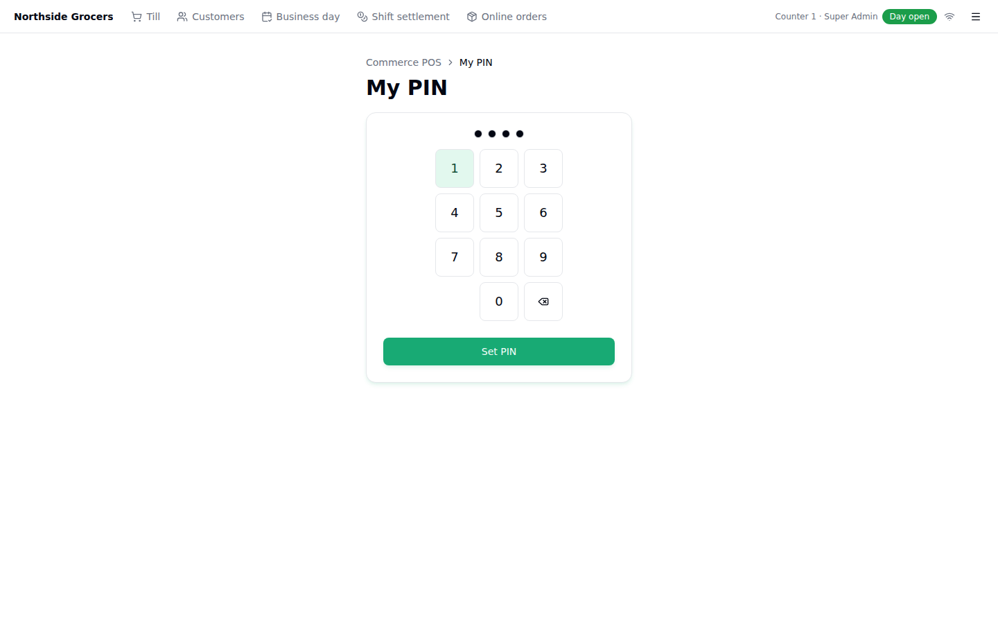 My PIN entry pad with a 4-digit PIN entered